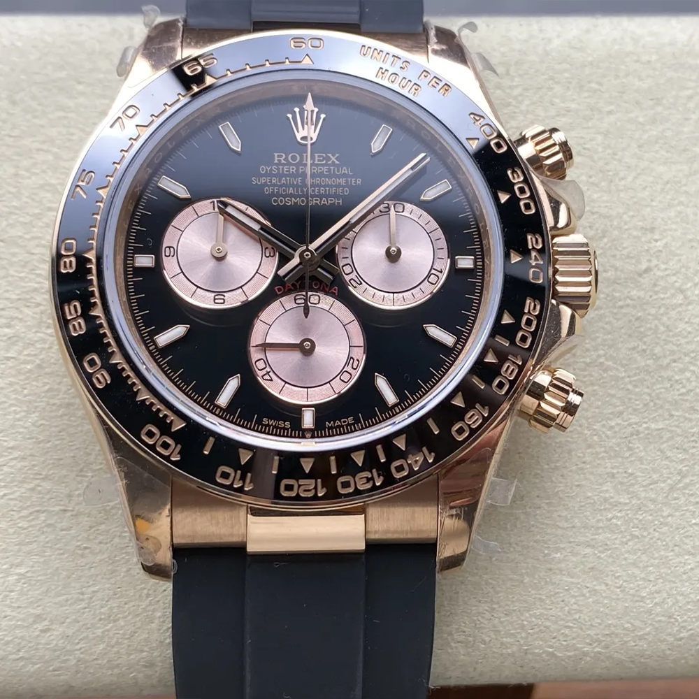 QF공장 롤렉스 데이토나 블랙 다이얼 로즈골드 금통 러버밴드 126515