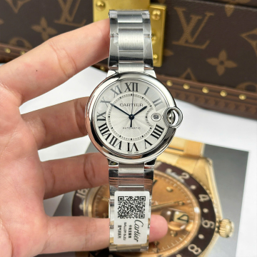 AF공장 까르띠에 발롱 블루 화이트 다이얼 스틸 40mm WSBB0061