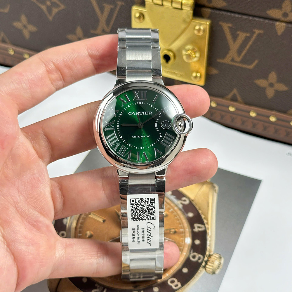 AF공장 까르띠에 발롱 블루 그린 다이얼 스틸 40mm WSBB0061