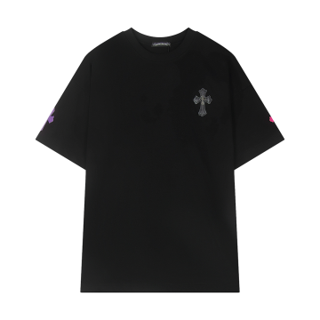 크롬하츠 실버 자수 패치 반팔 티셔츠 블랙