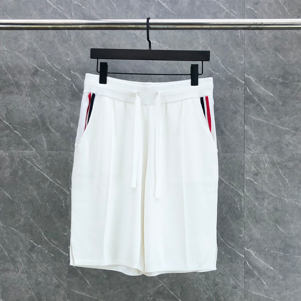 톰브라운 풀 니들 스티치 테니스 RWB 스트라이프 반바지 화이트