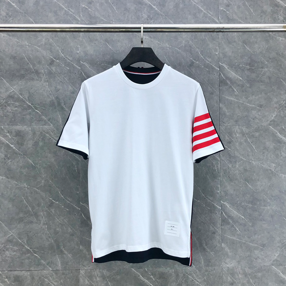 톰브라운 저지 소재 컬러 블록 반팔 티셔츠