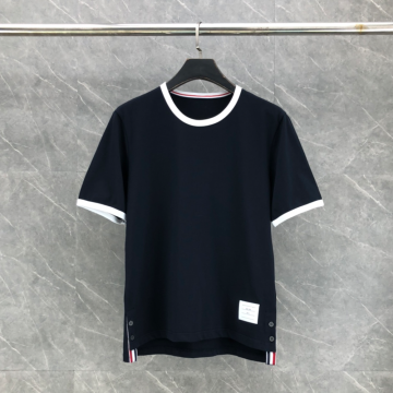 톰브라운 울 저지 링거 티셔츠 네이비