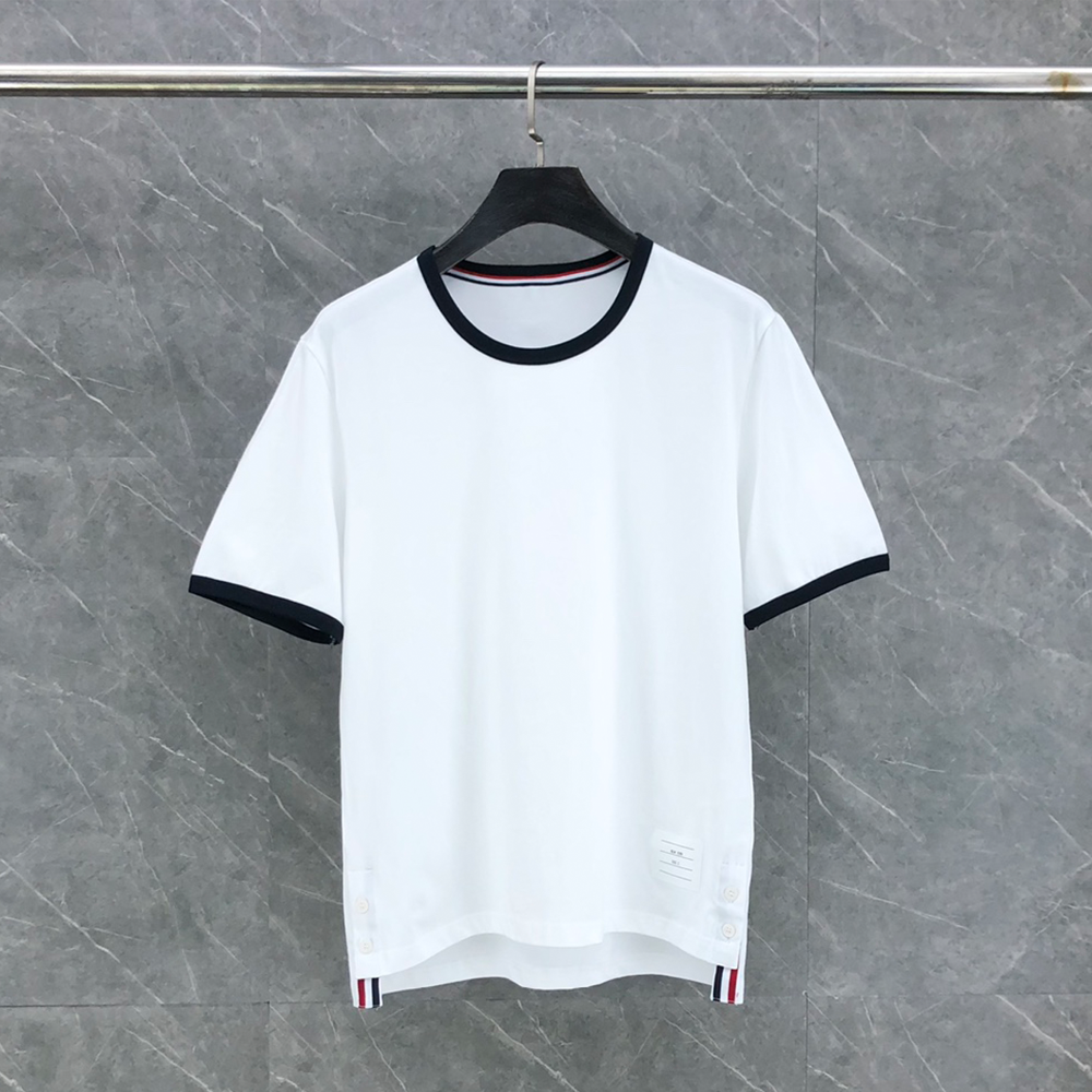 톰브라운 울 저지 링거 티셔츠 화이트