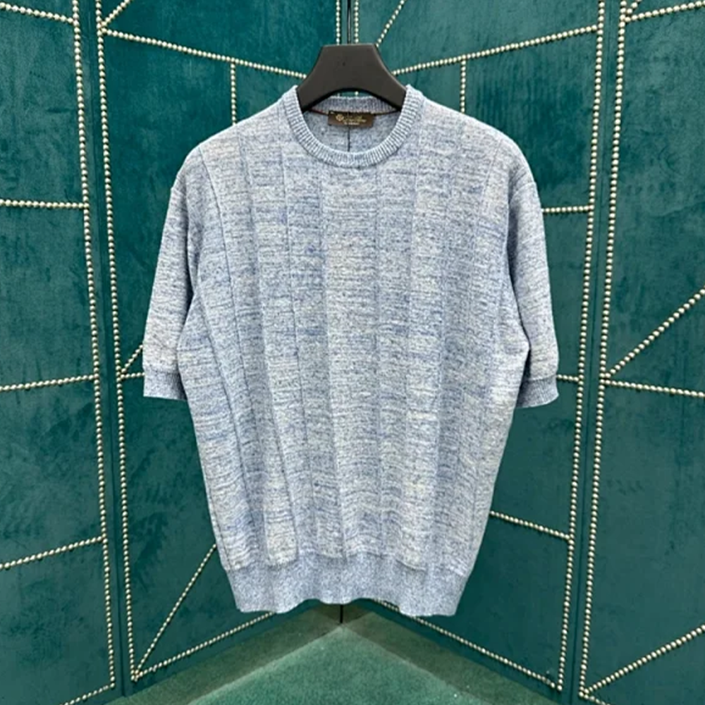 로로피아나 리브드 린넨 실크 반팔 티셔츠