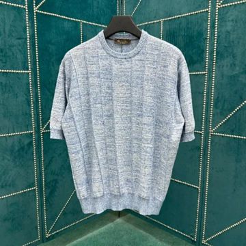 로로피아나 리브드 린넨 실크 반팔 티셔츠