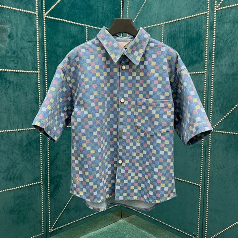 루이비통 다미에 샴브레이 반팔 셔츠