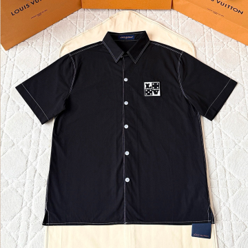 루이비통 엠브로이더드 쇼트 슬리브드 코튼 셔츠