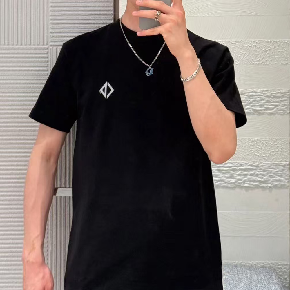 디올 다이아몬드 캐주얼 핏 반팔 티셔츠 블랙