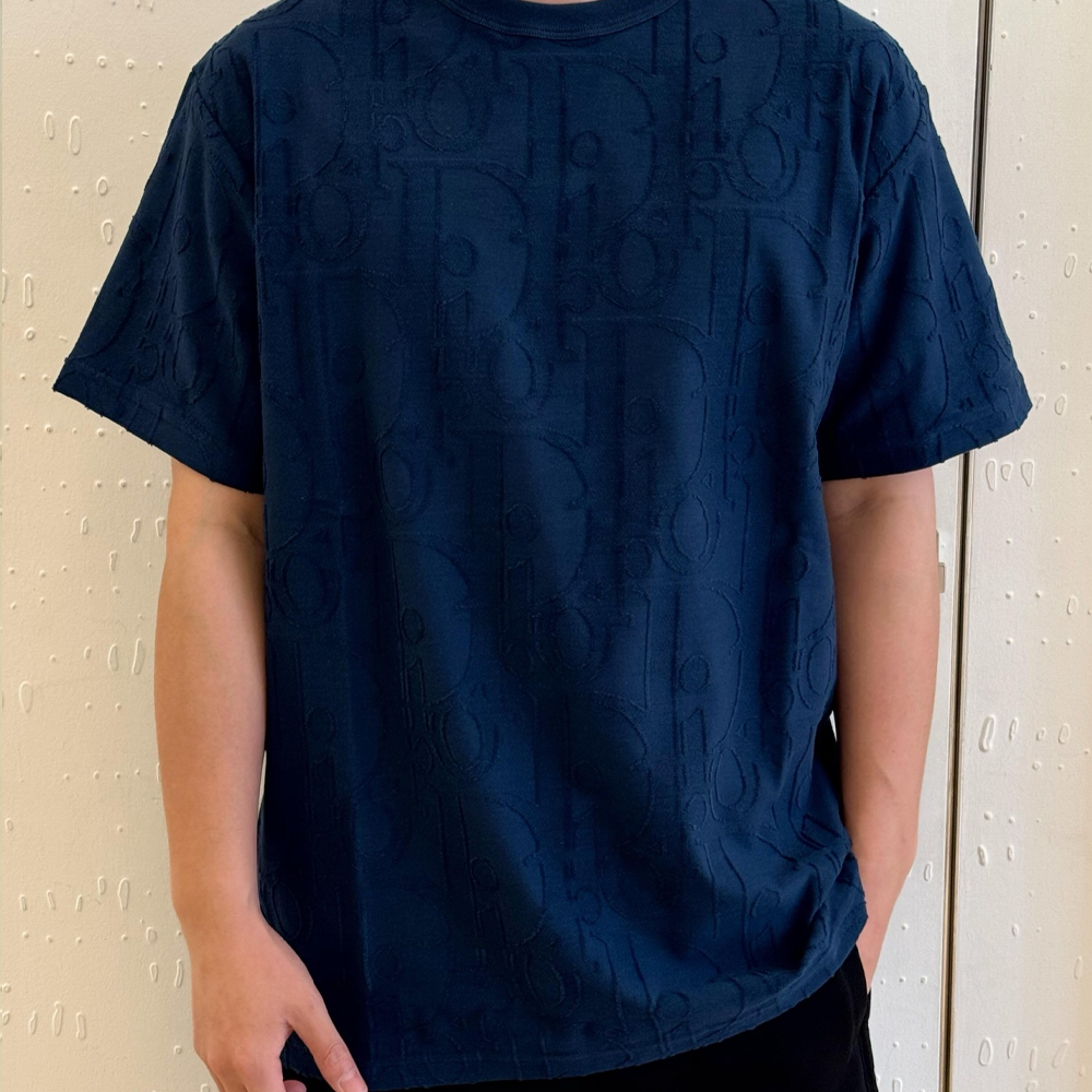 디올 오블리크 필 쿠페 반팔 티셔츠 네이비