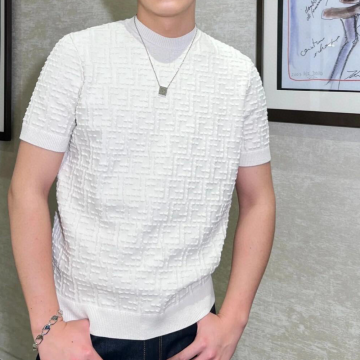 펜디 아이보리 코튼 블랜드 반팔 화이트