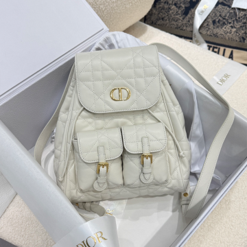 디올 카로 미디엄 백팩 파우더 화이트 매크로 까나쥬 양가죽