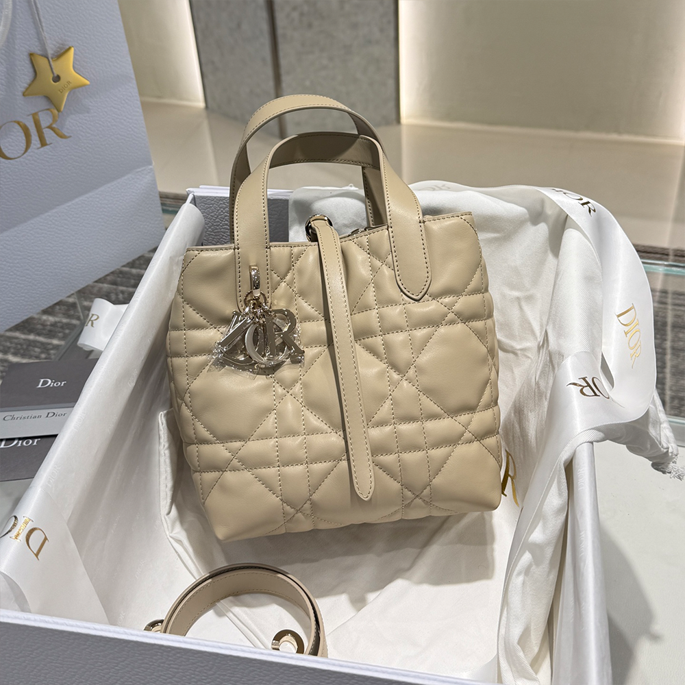 디올 뜨주흐 스몰 버티컬 토트백 데저트 토프 매크로까나쥬 송아지 가죽