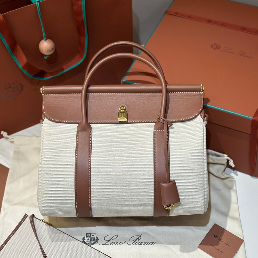 로로피아나 룸 백 L32 캔버스 & 브라운