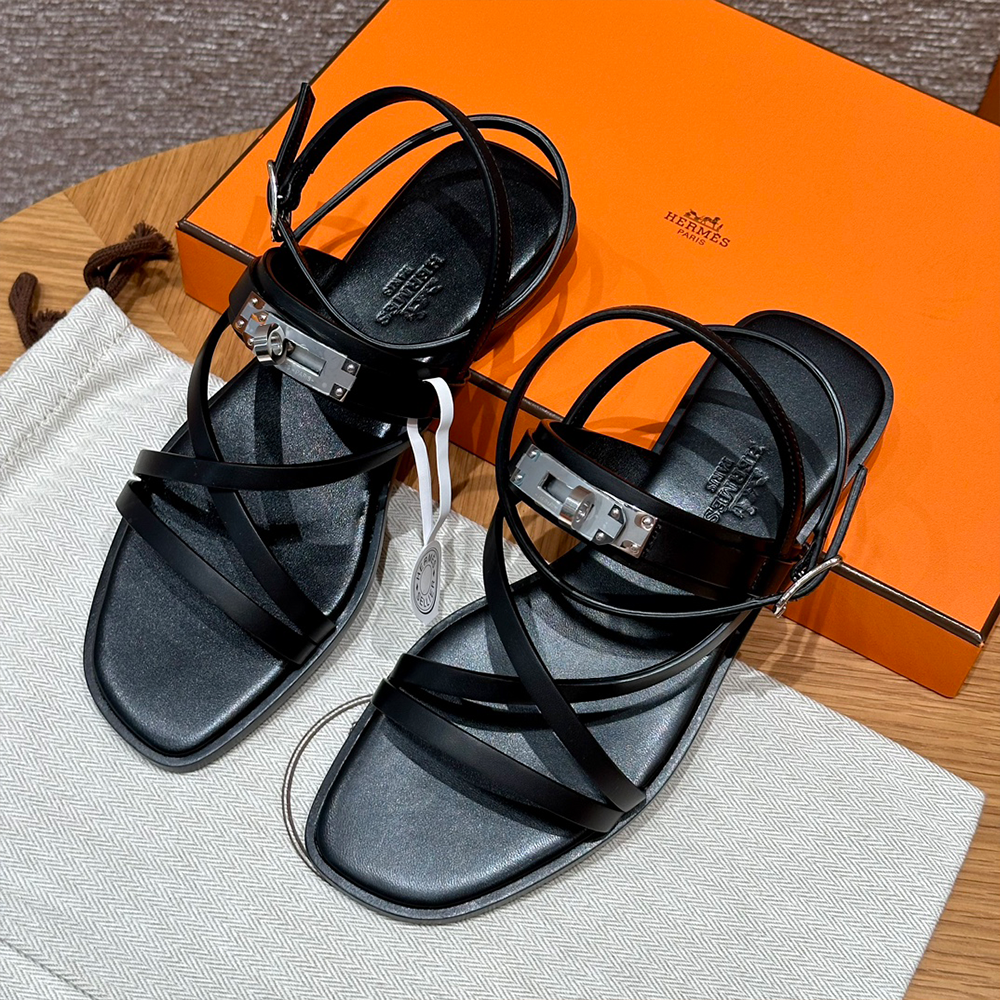 올수공 에르메스 Kelly June 샌들 black 카프스킨