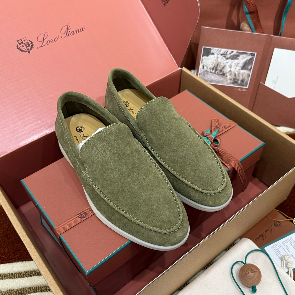 로로피아나 스웨이드 썸머 워크 로퍼 그린