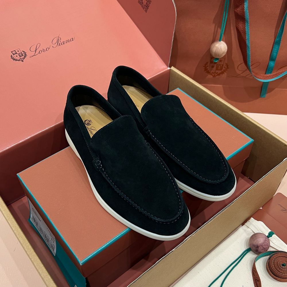 로로피아나 스웨이드 썸머 워크 로퍼 블랙