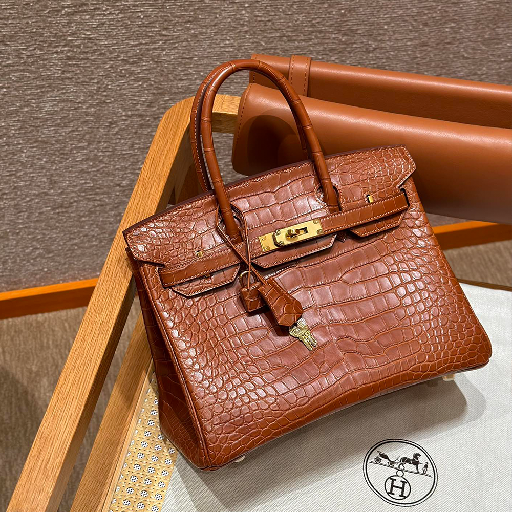 올수공 에르메스 버킨 30 Gold 악어 가죽 골드 하드웨어