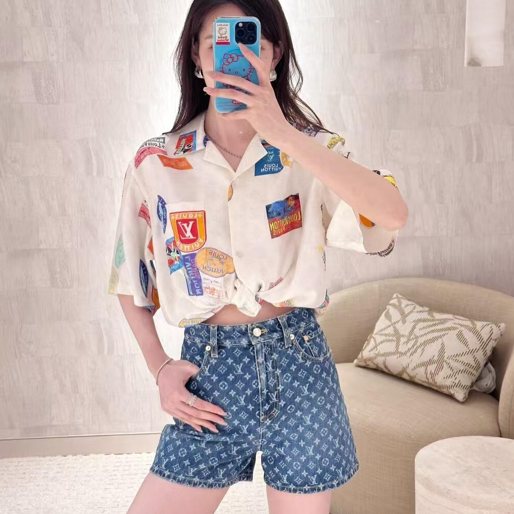 루이비통 마히나 패치 반팔 셔츠 화이트 1AHGGD