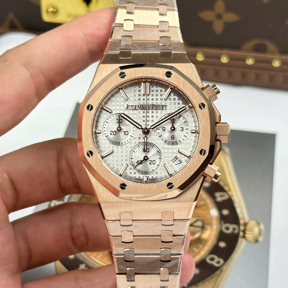 APS공장 오데마피게 로얄오크 크로노그래프 화이트 다이얼 41mm 26240 RG