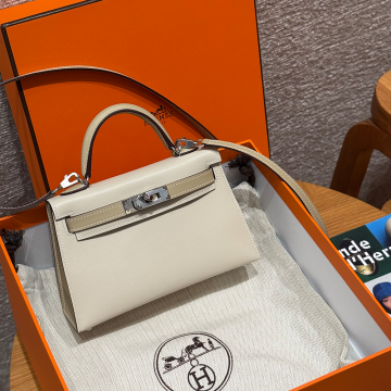 올수공 에르메스 미니 켈리 Craie & Trench 스위프트 가죽 실버 하드웨어