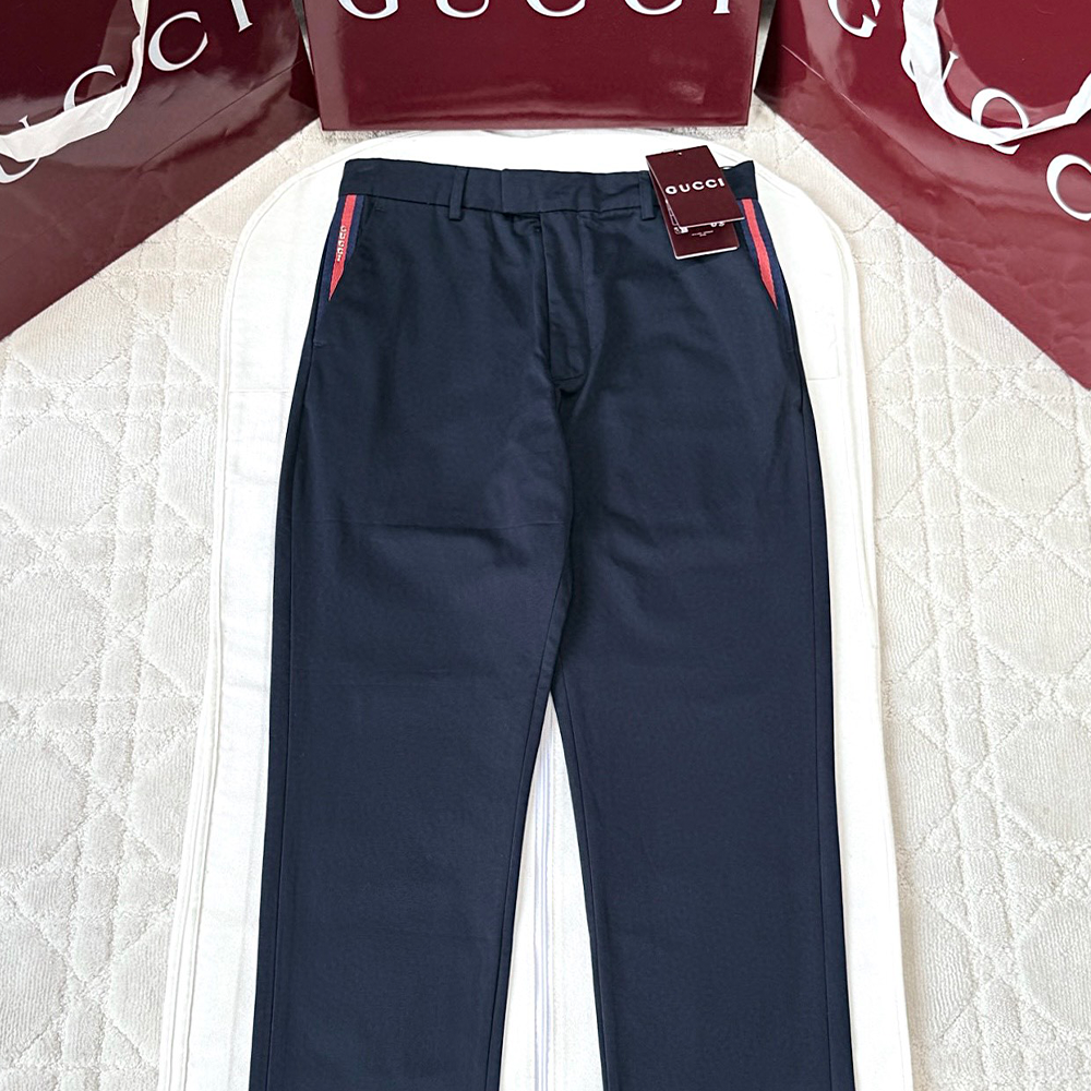 최고퀄 구찌 레드 웨빙 스트라이프 다크 블루 팬츠
