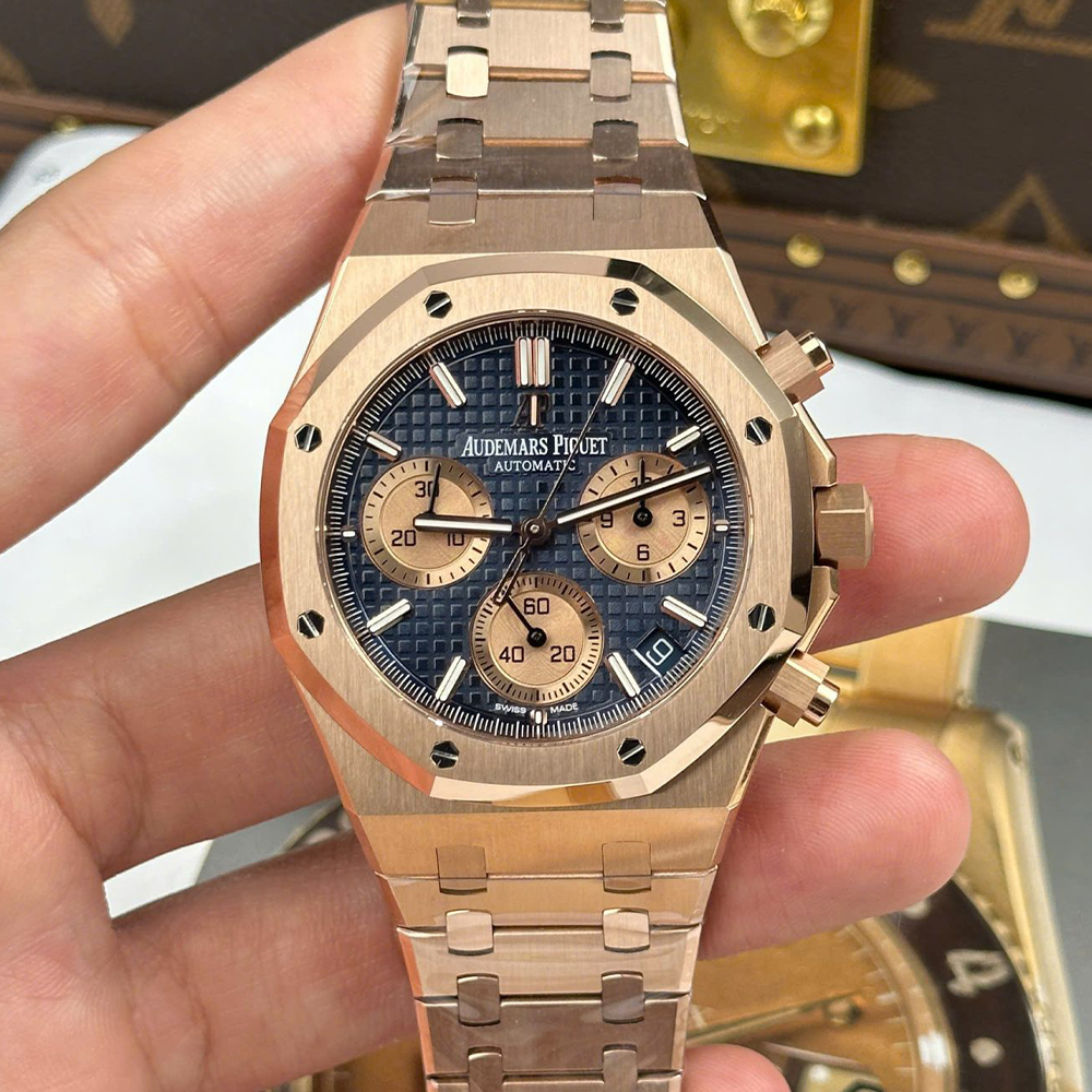 APS공장 오데마피게 로얄오크 크로노그래프 블루 다이얼 로즈골드 금통 41mm 26239
