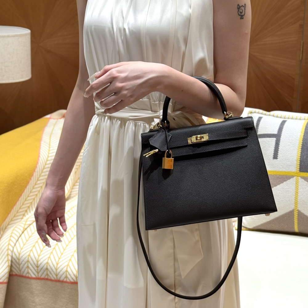 올수공 에르메스 켈리 25 Ebene 엡송 가죽 골드 하드웨어