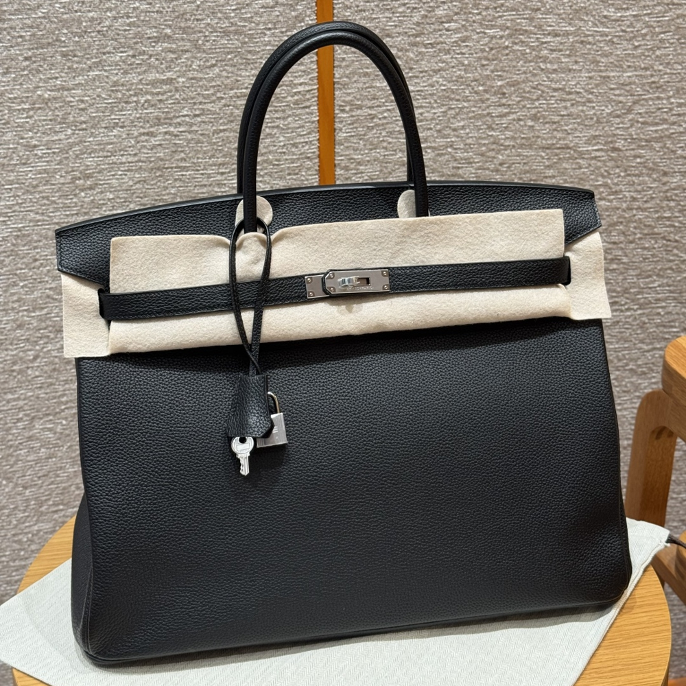 올수공 에르메스 버킨 40 Noir 토고 가죽 실버 하드웨어