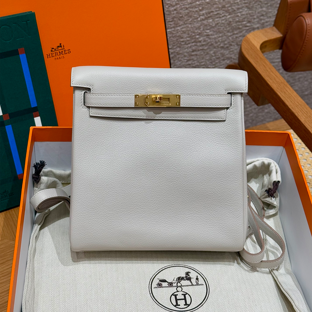 올수공 에르메스 켈리 아도 PM Gris perle 에버컬러 가죽 골드 하드웨어