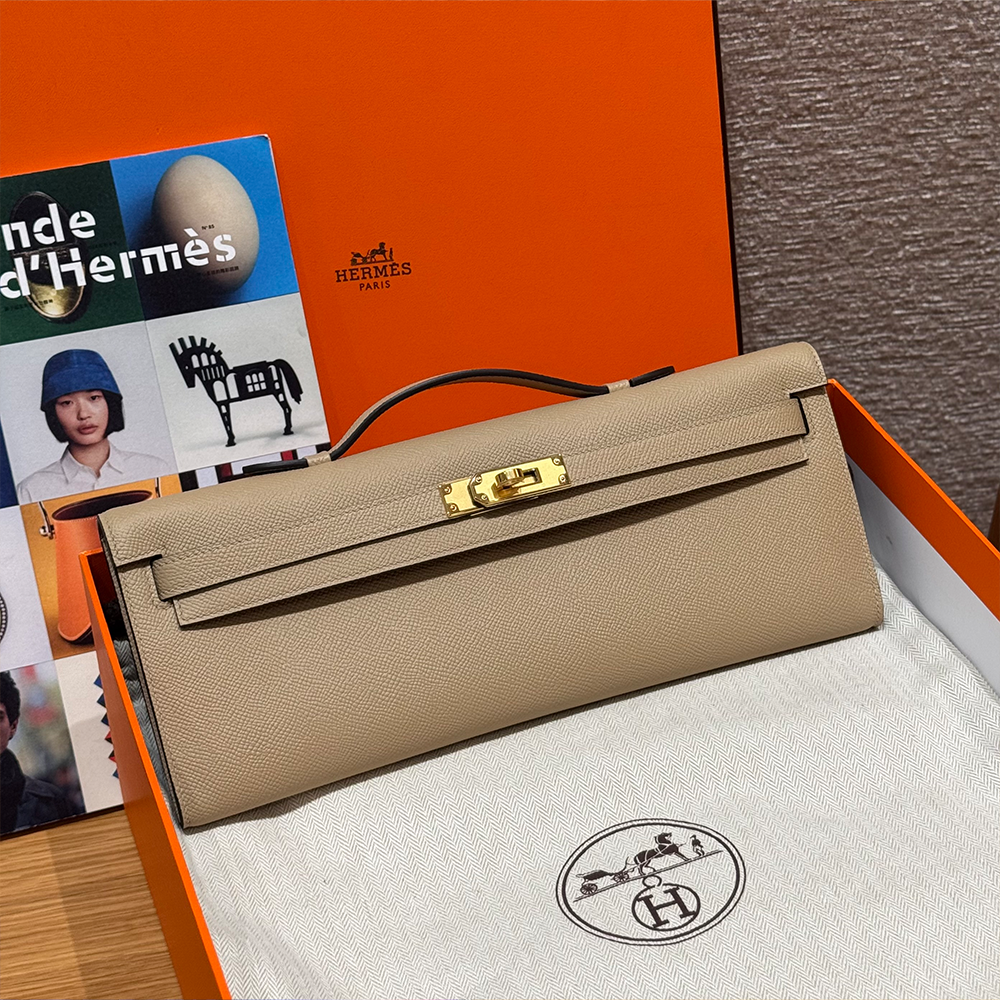 올수공 에르메스 켈리 컷 Trench 엡송 가죽 골드 하드웨어