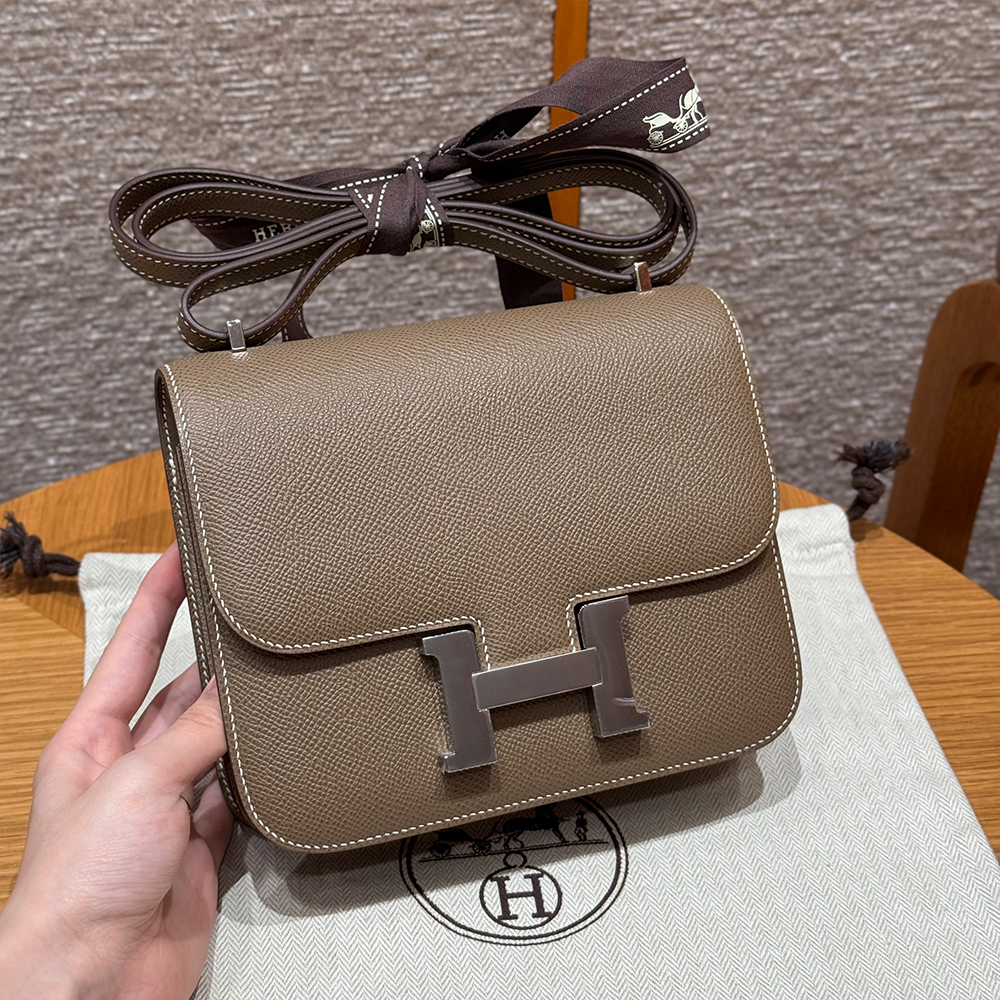 올수공 에르메스 콘스탄스 19 Etoupe 엡송 가죽 실버 하드웨어