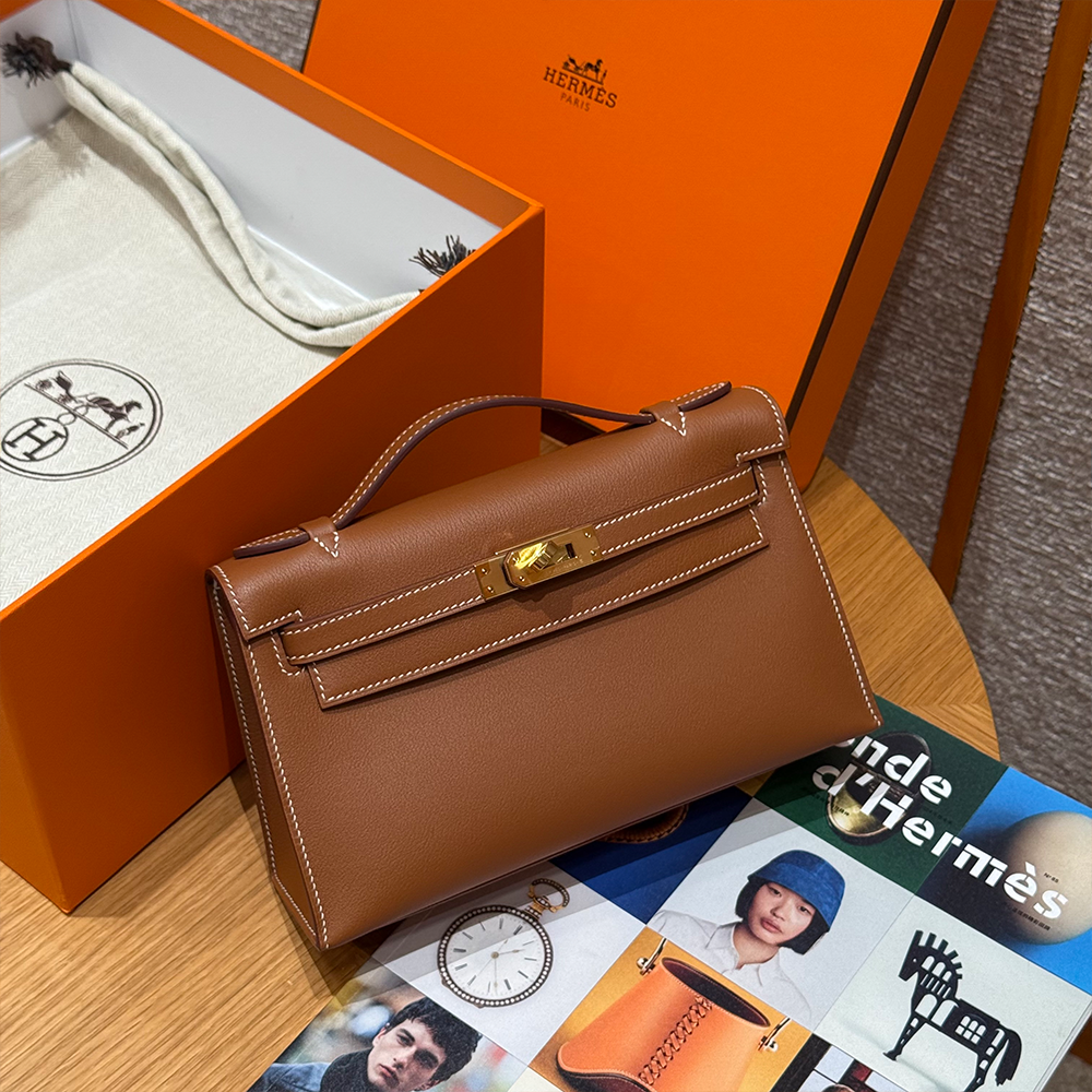 올수공 에르메스 미니 켈리 포쉐트 Gold 스위프트 가죽 골드 하드웨어