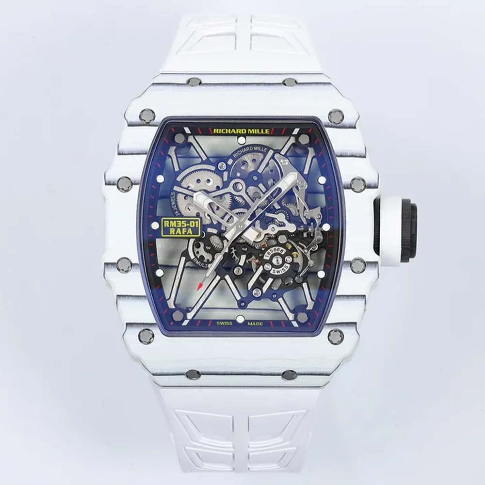 ZF공장 리차드밀 라파엘 나달 RM35-01 화이트 카본 케이스 / 화이트 러버밴드