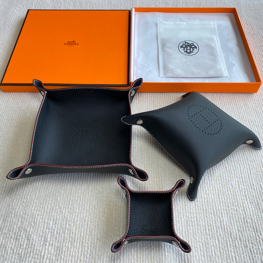 최고퀄 에르메스 가죽 수납 트레이 3종 세트 블랙