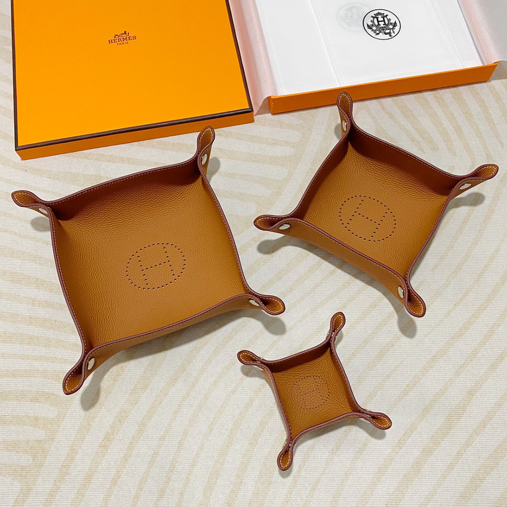 최고퀄 에르메스 가죽 수납 트레이 3종 세트 브라운