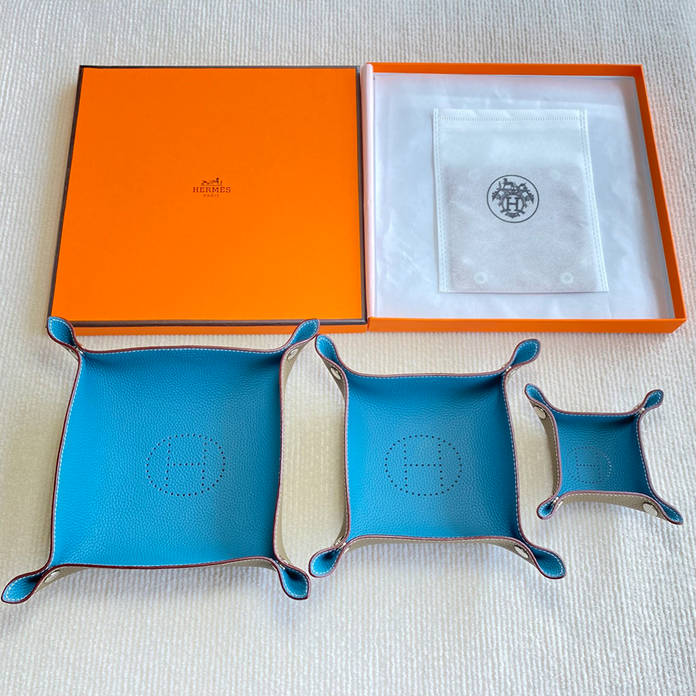 최고퀄 에르메스 가죽 수납 트레이 3종 세트 블루