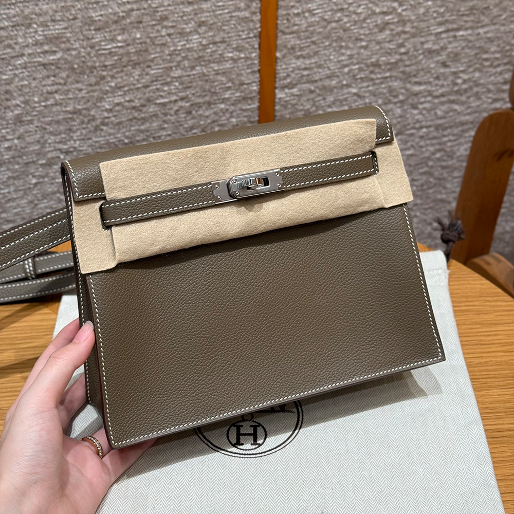 올수공 에르메스 켈리 단스 Etoupe 에버컬러 가죽 실버 하드웨어